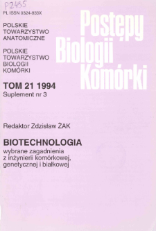 Postępy biologii komórki, Tom 21 supl. 3, 1994