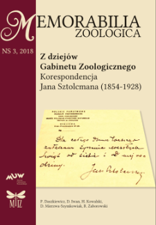 Z dziej&oacute;w Gabinetu Zoologicznego : korespondencja Jana Sztolcmana (1854-1928)
