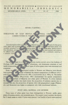 Structure of leaf beetle (Coleoptera, Chrysomelidae) communities in the urban green areas of Warsaw