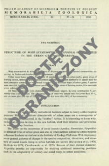 Structure of wasp (Hymenoptera, Vespoidea) communities in the urban green areas of Warsaw