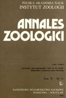 Systematic and zoogeographic study on the family Salticidae (Araneae) from Viet-Nam