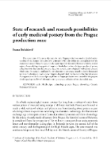 State of research and research possibilities of early medieval pottery from the Prague production zone