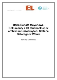 Maria Renata Mayenowa. Dokumenty z lat studenckich w archiwum Uniwersytetu Stefana Batorego w Wilnie