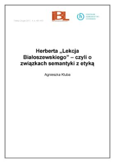 Herberta "Lekcja Białoszewskiego" – czyli o związkach semantyki z etyką