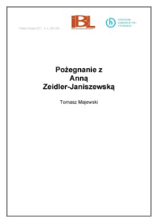 Pożegnanie z Anną Zeidler-Janiszewską