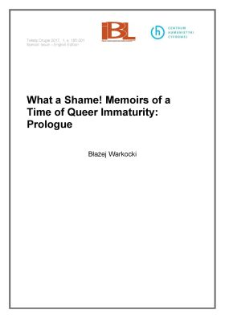 What a Shame! Memoirs of a Time of Queer Immaturity: Prologue
