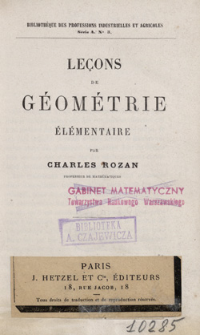 Leçons de géométrie élémentaire : atlas