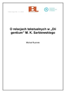 O relacjach tekstualnych w "Dii gentium" M. K. Sarbiewskiego
