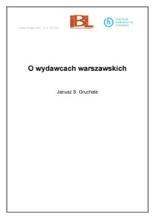 O wydawcach warszawskich