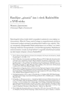Familijne "pisania" żon i c&oacute;rek Radziwiłł&oacute;w z XVII wieku