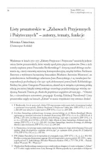 Listy prozatorskie w &bdquo;Zabawach Przyjemnych i Pożytecznych&rdquo; - autorzy, tematy, funkcje
