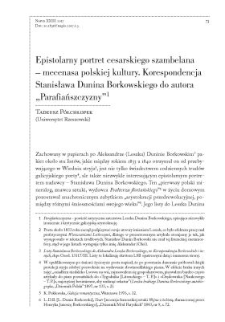 Epistolarny portret cesarskiego szambelana - mecenasa polskiej kultury. Korespondencja Stanisława Dunina Borkowskiego do autora &bdquo;Parafiańszczyzny &rdquo;