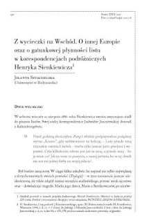 Z wycieczki na Wsch&oacute;d. O innej Europie oraz o gatunkowej płynności listu w korespondencjach podr&oacute;żniczych Henryka Sienkiewicza