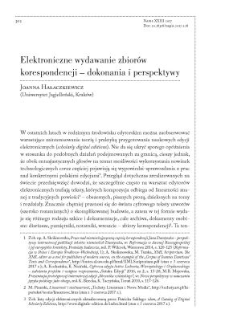 Elektroniczne wydawanie zbior&oacute;w korespondencji - dokonania i perspektywy