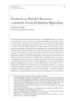 Trembecki czy Wybicki? Raz jeszcze o autorstwie wiersza "Do Kajetana Węgierskiego"