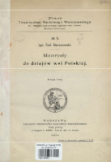 Materyały do dziej&oacute;w wsi polskiej. Z. 1