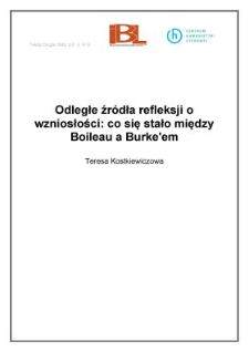 Odległe źr&oacute;dła refleksji o wzniosłości: co się stało między Boileau a Burke`em
