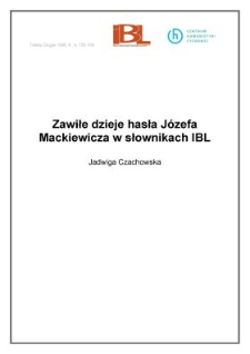 Zawiłe dzieje hasła Józefa Mackiewicza w słownikach IBL