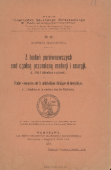 Z badań por&oacute;wnawczych nad og&oacute;lną przemianą materji i energji : (1. Głod i odżywianie u pijawek)
