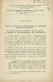 Wpływ ciśnienia osmotycznego na szybkość rozwoju zarodk&oacute;w