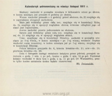 Kalendarzyk astronomiczny na miesiąc listopad 1911 r.