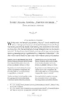 Sonet Adama Asnyka &bdquo;Smutni rycerze&hellip;&rdquo;. Dwie redakcje i replika