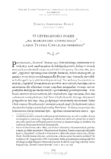 O użyteczności poezji &bdquo;na marginesie cywilizacji&rdquo; &ndash; casus Tytusa Chyliczkowskiego