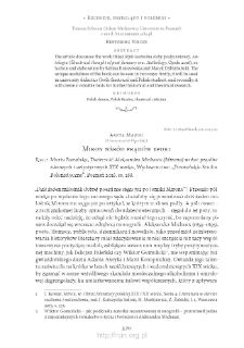 Miron wśr&oacute;d prąd&oacute;w epoki. Rec.: Marta Barańska, "Tw&oacute;rczość Aleksandra Michaux (Mirona) wobec prąd&oacute;w ideowych i artystycznych XIX wieku", Poznań 2016