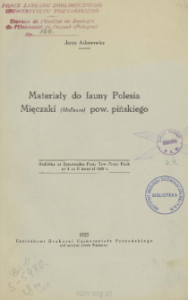 Materiały do fauny Polesia. Mięczaki (Mollusca) pow. pińskiego