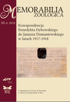 Korespondencja Benedykta Dybowskiego do Janusza Domaniewskiego w latach 1917–1918