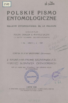Z badań nad fauną szczypawek (Carabidae) słonawisk Ciechocińskich = Sur la faune des Carabiques des terrains sal&eacute;s de Ciechocinek