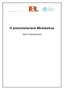 O przem&oacute;wieniach Mickiewicza