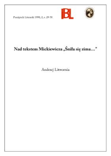 Nad tekstem Mickiewicza "Śniła się zima..."
