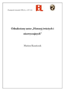 Odnaleziony autor "Historyj świeżych i niezwyczajnych"