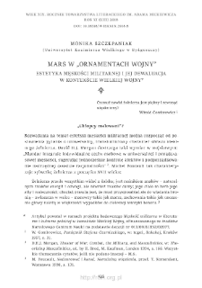 Mars w &bdquo;ornamentach wojny&rdquo;. Estetyka męskości militarnej i jej dewaluacja w kontekście Wielkiej Wojny