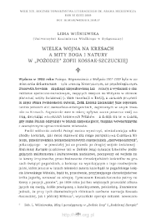 Wielka Wojna na Kresach a mity Boga i Natury w &bdquo;Pożodze&rdquo; Zofii Kossak-Szczuckiej