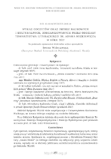 Wykaz odczyt&oacute;w oraz imprez naukowych i kulturalnych, zorganizowanych przez Oddziały Towarzystwa Literackiego im. Adama Mickiewicza w roku 2017