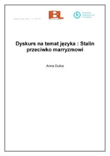 Dyskurs na temat języka: Stalin przeciwko marryzmowi