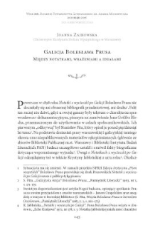 Galicja Bolesława Prusa. Między notatkami, wrażeniami a ideałami