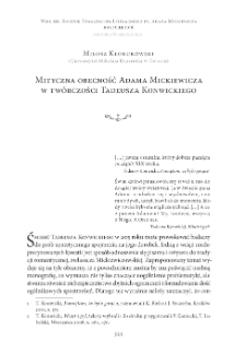 Mityczna obecność Adama Mickiewicza w twórczościTadeusza Konwickiego