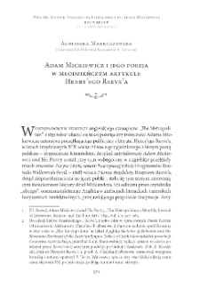 Adam Mickiewicz i jego poezja w młodzieńczym artykule Henry&rsquo;ego Reeve&rsquo;a