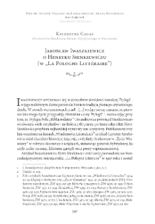 Jarosław Iwaszkiewicz o Henryku Sienkiewiczu (w &bdquo;La Pologne Litt&eacute;raire&rdquo;)