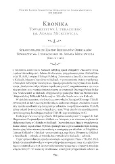 Sprawozdanie ze Zjazdu Delegat&oacute;w Oddział&oacute;w Towarzystwa Literackiego im. Adama Mickiewicza (Kielce 2016)