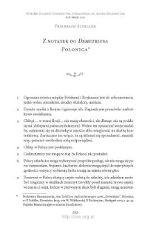 Z notatek do &bdquo;Demetriusa&rdquo;. Polonica. (Przełożył Marek Troszyński. Konsultacja: Rafał Wolski)