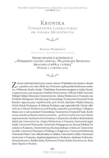 Sprawozdanie z konferencji &bdquo;&laquo;Wskrzesić choćby chwilę&raquo;. Władysława Reymonta zmagania z myślą i formą&rdquo; (Poznań, 3&ndash;5 grudnia 2015)