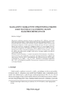 Manganity i kobaltyny strontowo-cerowe jako materiały katodowe ogniw elektrochemicznych = Strontium cerium manganites and cobaltities as cathode materials for electrochemical cells