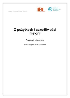 O pożytkach i szkodliwości historii