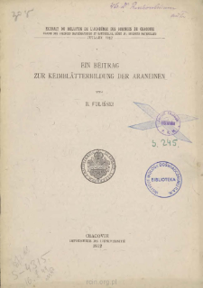 Ein Beitrag zur Keimbl&auml;tterbildung der Araneinen = Przyczynek do embryologii pająk&oacute;w