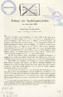 Beitrag zur Insektengeschichte aus dem Jahre 1861
