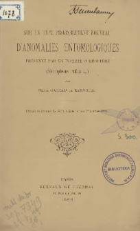 Sur un type probablement nouveau d'anomalies entomologiques pr&eacute;sent&eacute; par un insecte Col&eacute;optere (Stenopterus rufus L.)